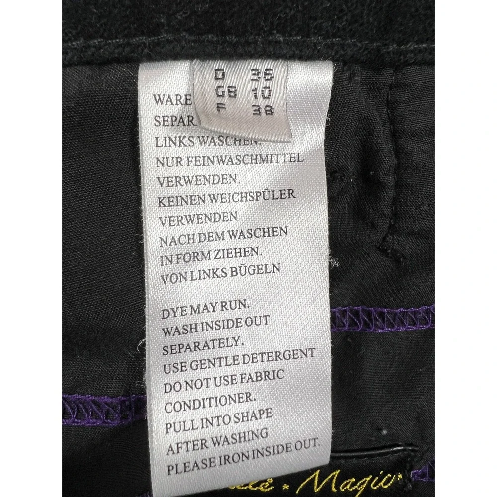 Michèle Magic Velvet Pants Womens 10 Black Straight Leg Shaping Tummy‎ Control